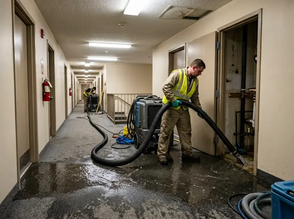 multi-unit-apartment-hallway-f-005 — frequently asked questions, Emergency Burst Pipe Water Extraction & Removal in McChord…